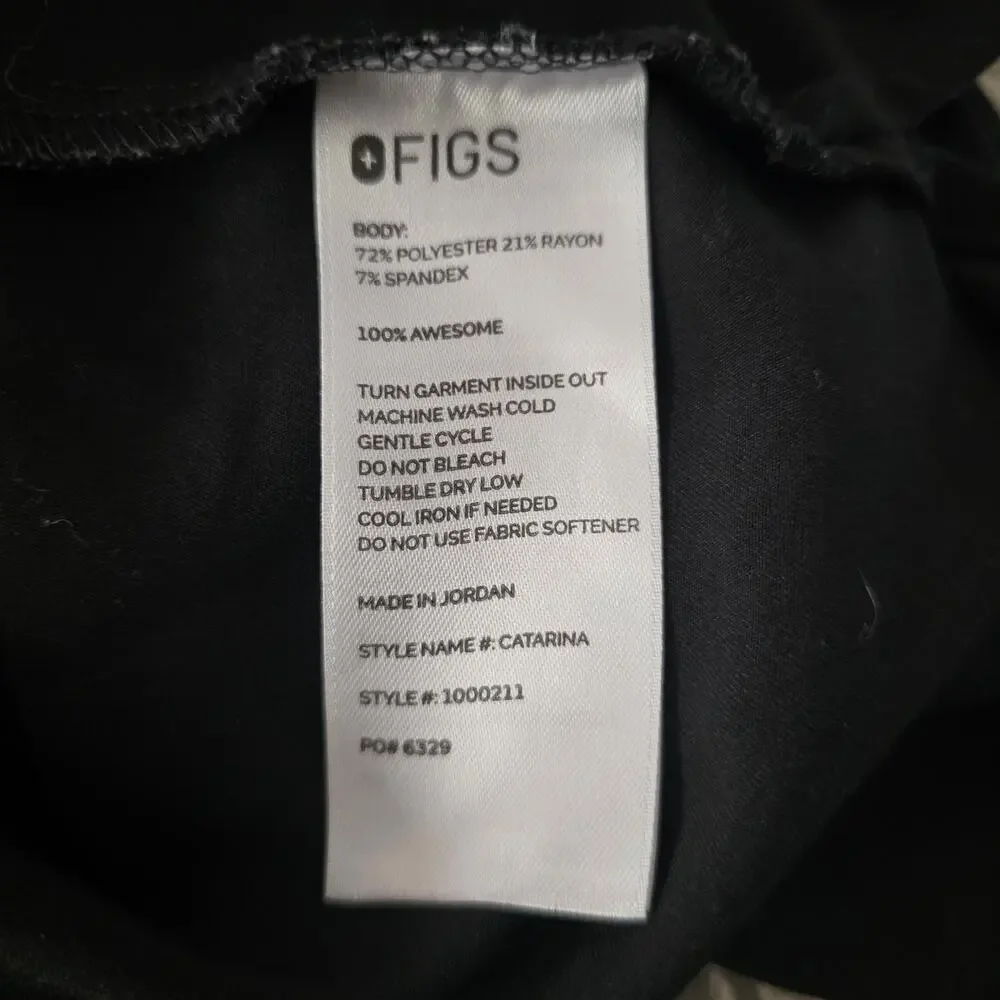 Figs Catarina 1 Pocket Scrub Top "Black" PO# 6329 Size XL (2) - Picture 6 of 8